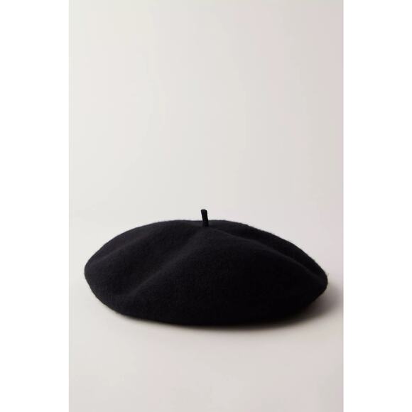 Free People Margot Slouchy Beret Black Wool OS - Picture 3 of 16